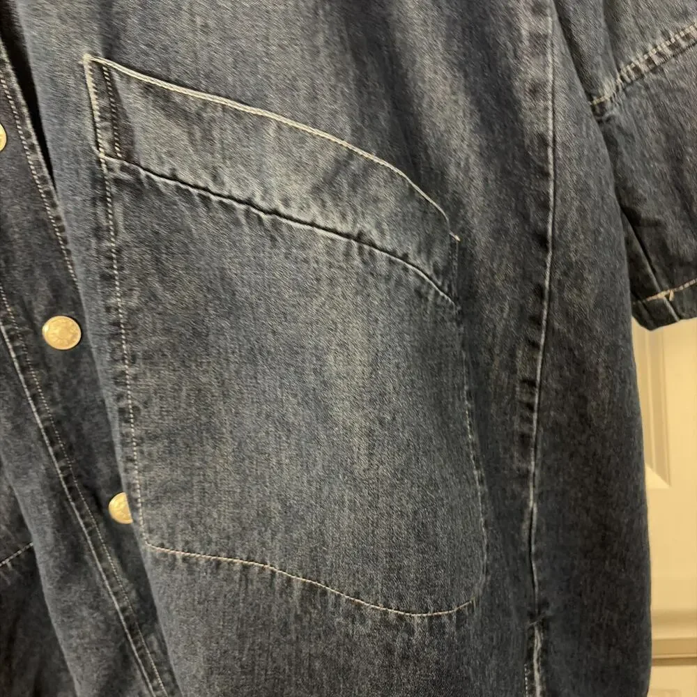 Vtg Denim& Co . Denim Chore Hooded Jacket Size 1x